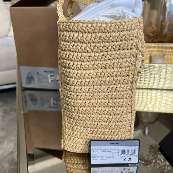Prada small crochet raffia tote bag - Picture 11 of 16